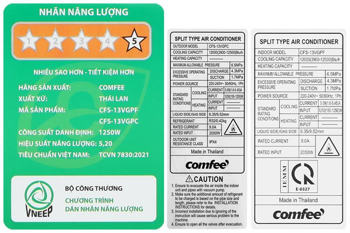 Máy lạnh Comfee Inverter 1.5 HP CFS-13VGPF Màu Trắng