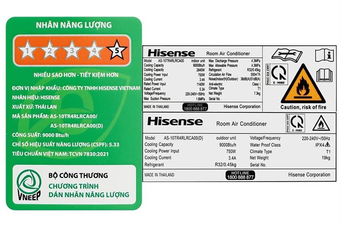 Máy lạnh Hisense Inverter 1 HP AS-10TR4RLRCA00 Màu Trắng