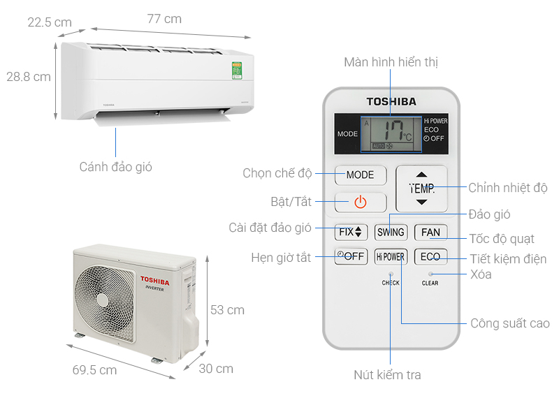 Máy lạnh Toshiba Inverter 1.5 HP RAS-H13Z2KCVG-V