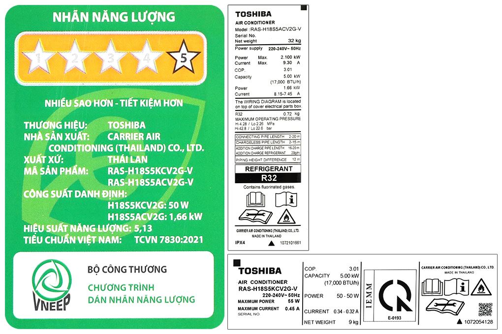 Máy lạnh Toshiba Inverter 2 HP RAS-H18S5KCV2G-V Màu Trắng