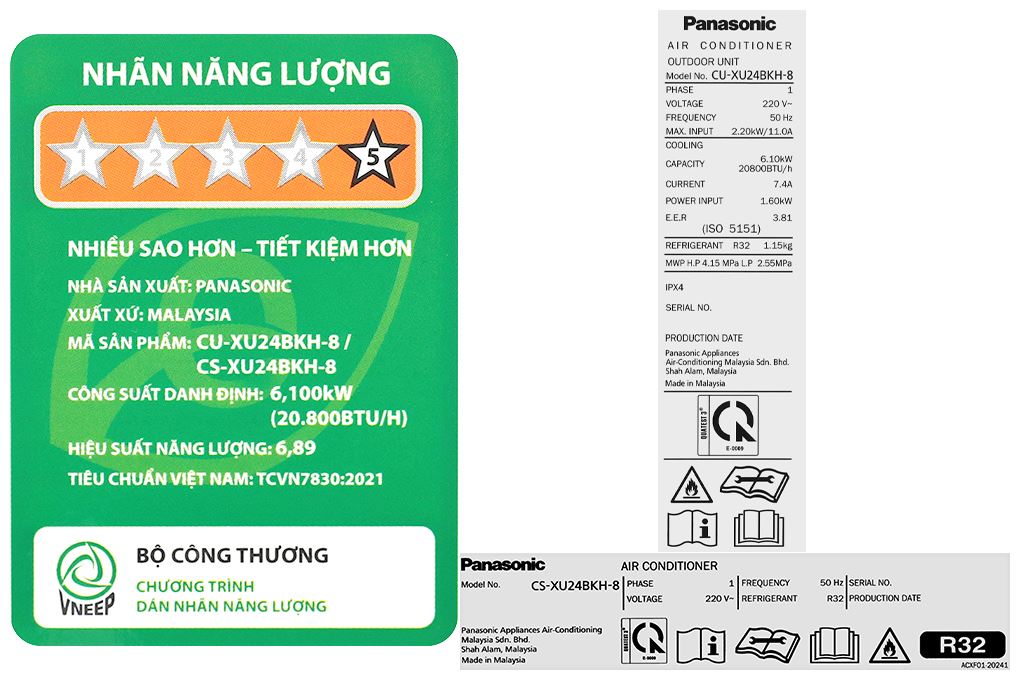Máy lạnh Panasonic Inverter 2.5 HP CU/CS-XU24BKH-8 Màu Trắng