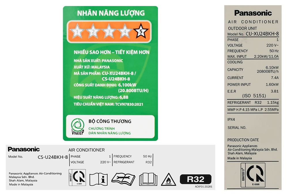 Máy lạnh Panasonic Inverter 2.5 HP CU/CS-U24BKH-8 Màu Trắng