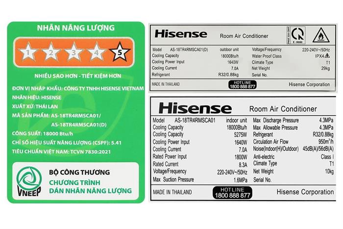 Máy lạnh Hisense Inverter 2 HP AS-18TR4RMSCA01 Màu Trắng