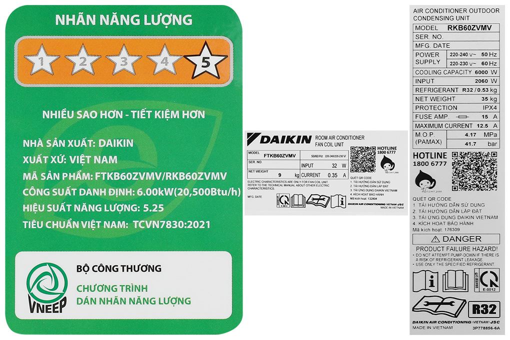 Máy lạnh Daikin Inverter 2.5 HP FTKB60ZVMV Màu Trắng