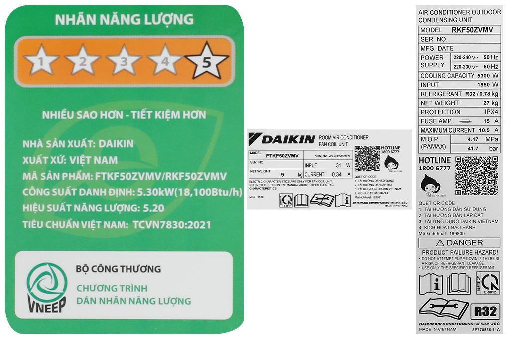 Máy lạnh Daikin Inverter 2 HP FTKF50ZVMV Màu Trắng