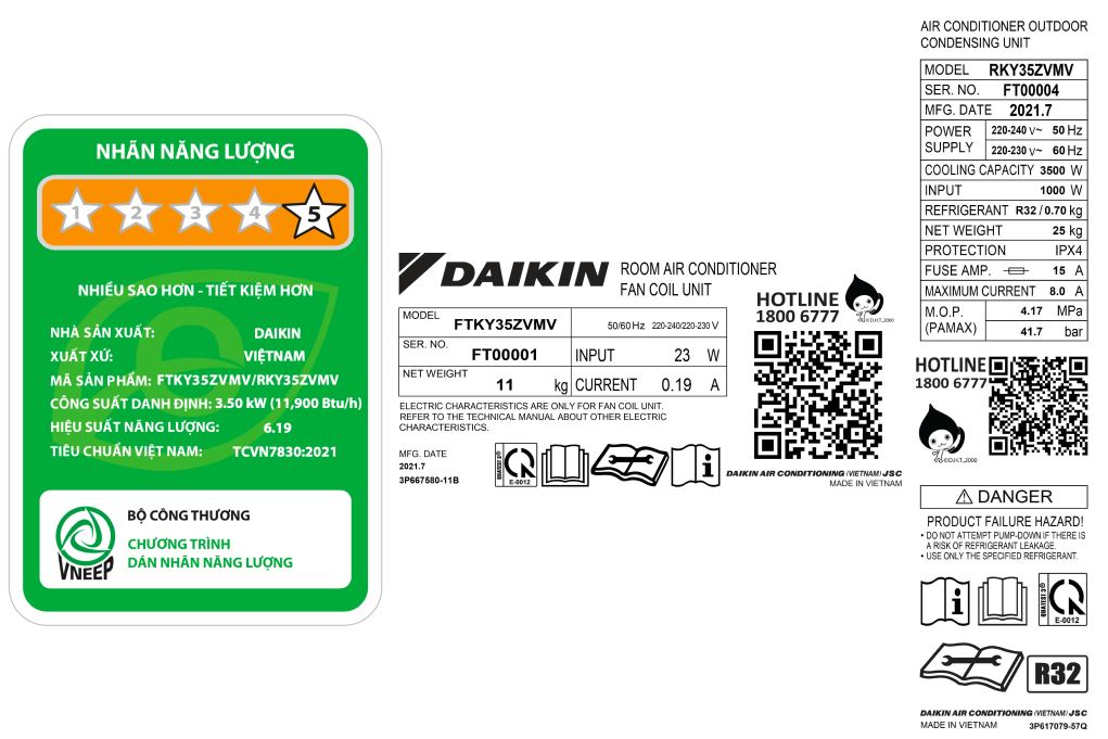 Máy lạnh Daikin Inverter 1.5 HP FTKY35ZVMV Màu Trắng