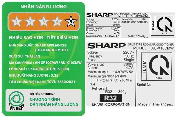 Máy lạnh Sharp Inverter 1 HP AH-XP10CMW Màu Trắng
