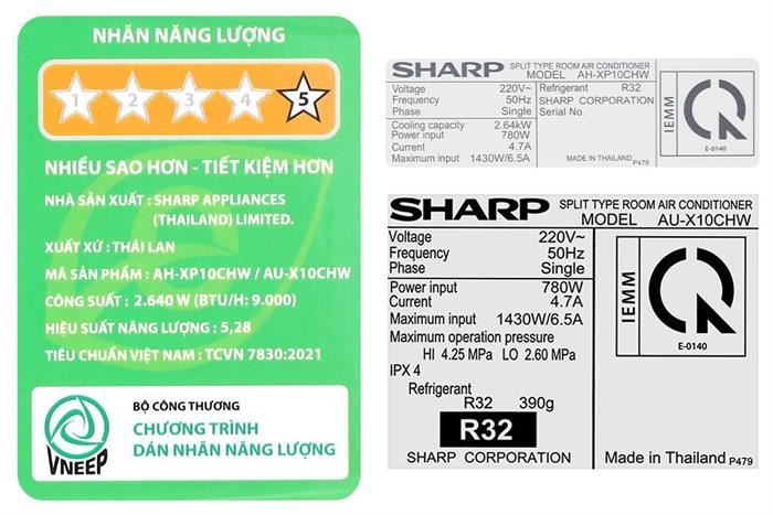 Máy lạnh Sharp Inverter 1 HP AH-XP10CHW Màu Trắng
