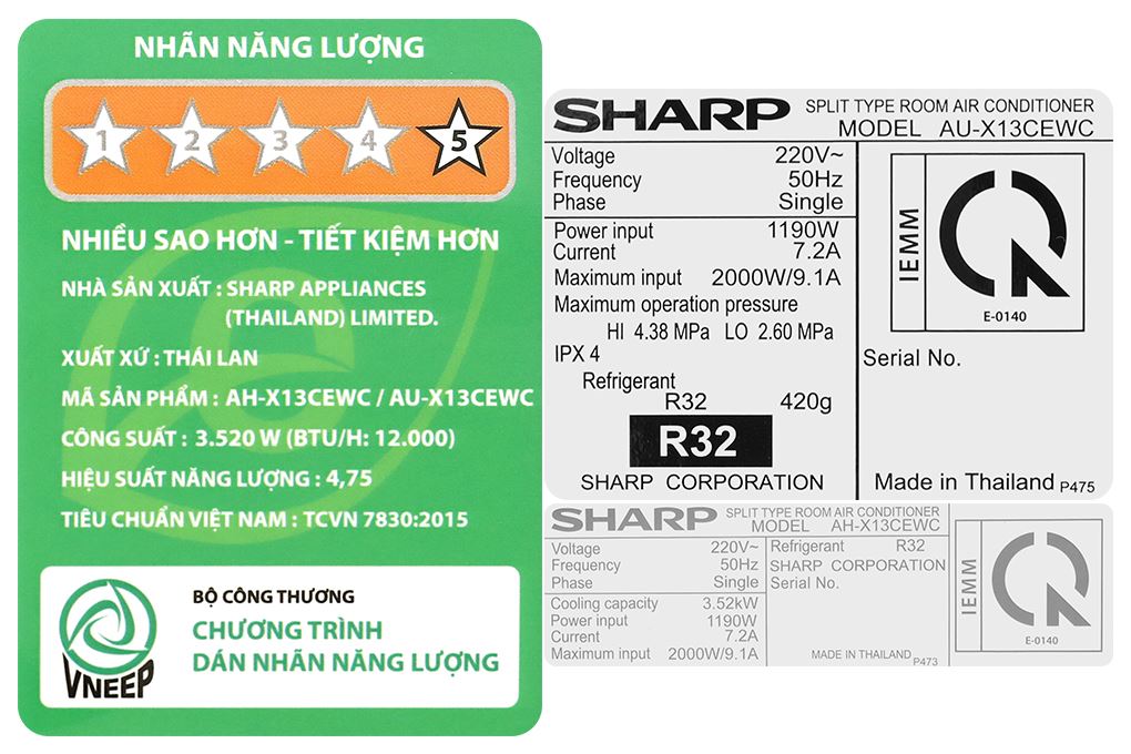 Điều hòa Sharp Inverter 12000 BTU AH-X13CEWC Màu Trắng