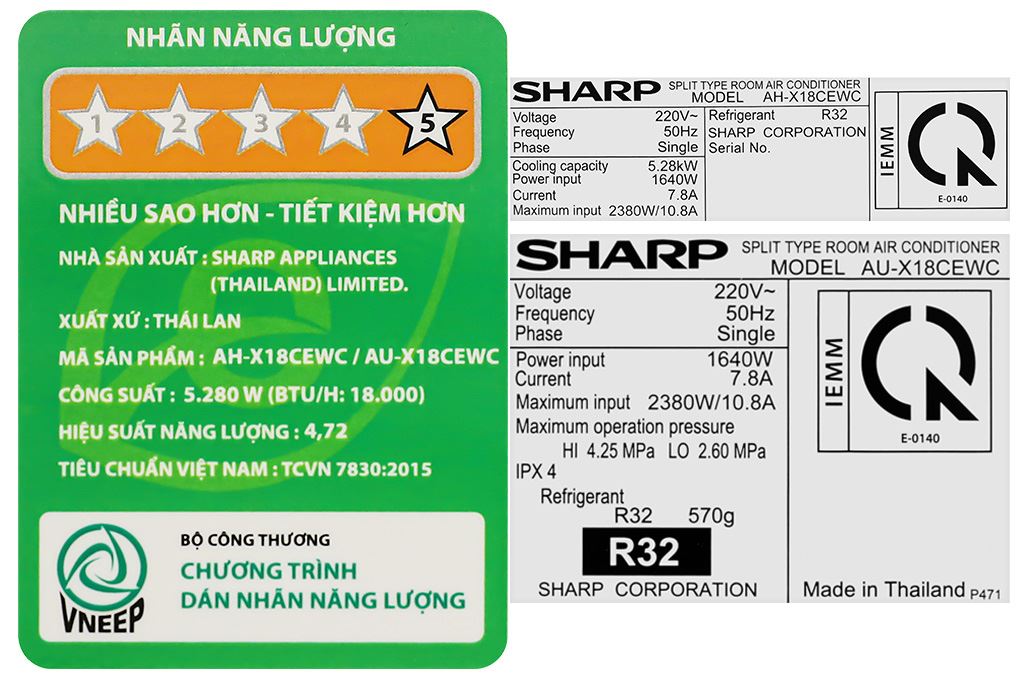 Máy lạnh Sharp Inverter 2 HP AH-X18CEWC Màu Trắng