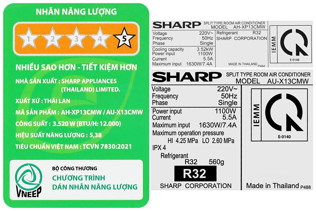 Điều hòa Sharp Inverter 12000 BTU AH-XP13CMW Màu Trắng