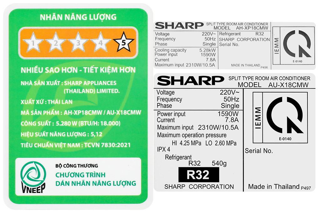 Máy lạnh Sharp Inverter 2 HP AH-XP18CMW Màu Trắng