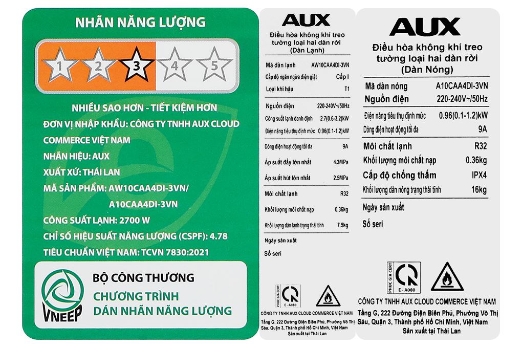 Máy lạnh AUX Inverter 1 HP AW10CAA4DI-3VN Màu Trắng