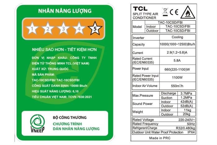 Máy lạnh TCL Inverter 1 HP TAC-10CSD/FBI Màu Trắng