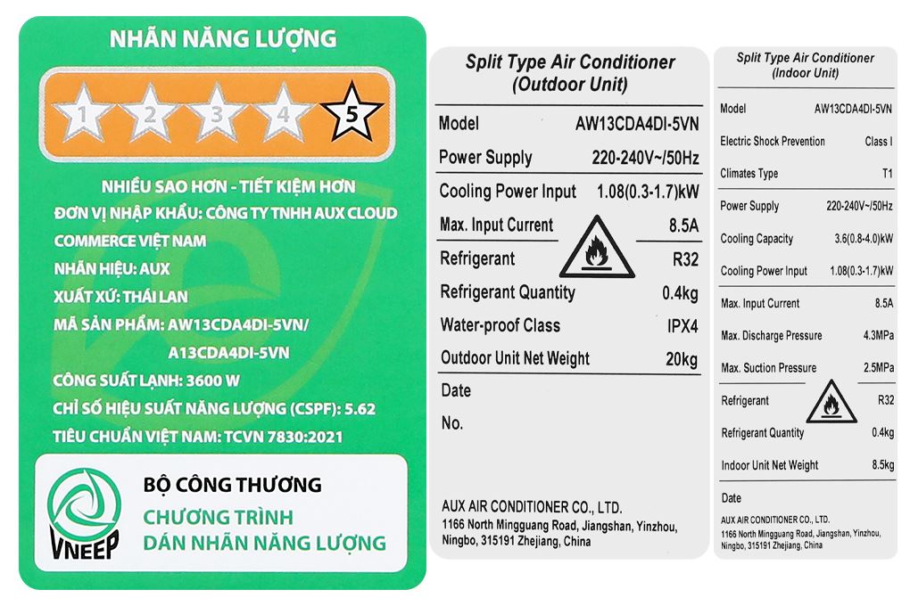 Máy lạnh AUX Inverter 1.5 HP AW13CDA4DI-5VN Màu Trắng