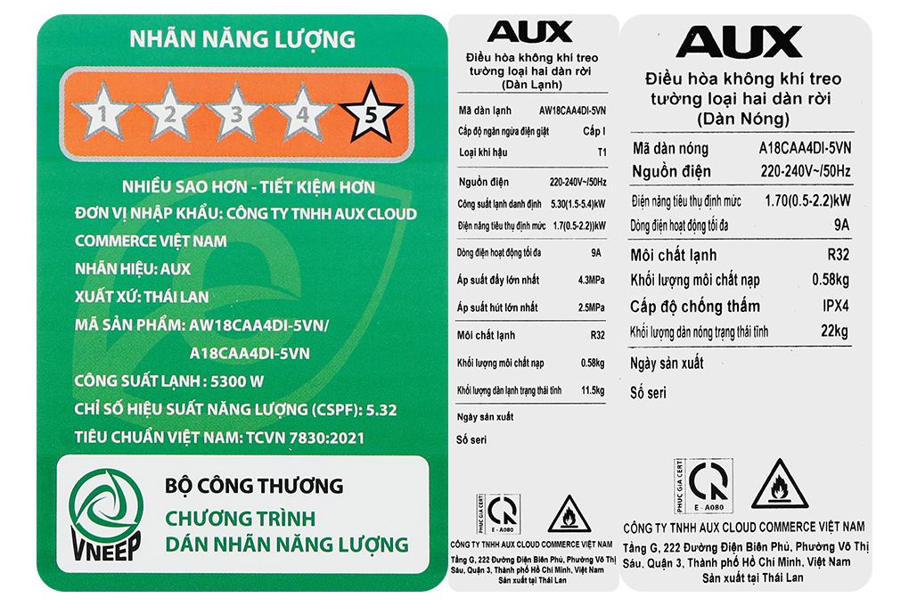 Máy lạnh AUX Inverter 2 HP AW18CAA4DI-5VN Màu Trắng
