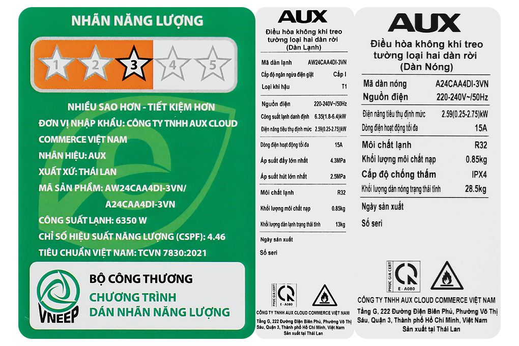 Máy lạnh AUX Inverter 2.5 HP AW24CAA4DI-3VN Màu Trắng