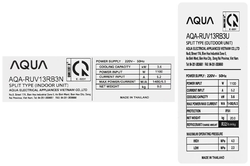 Máy lạnh AQUA Inverter 1.5 HP AQA-RUV13RB3 Màu Trắng