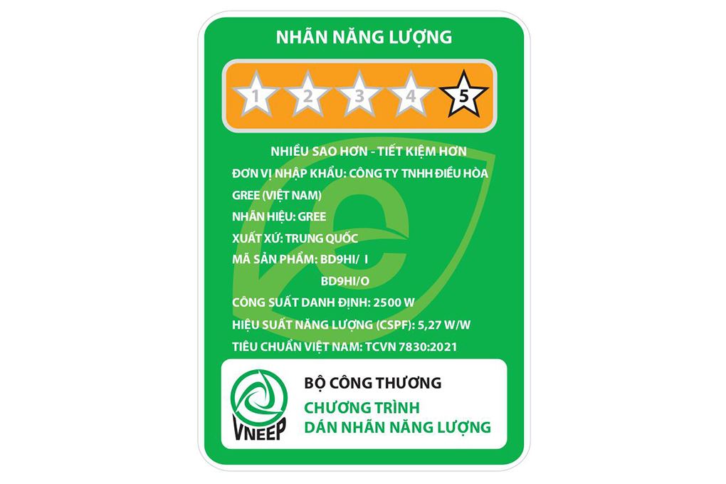 Máy lạnh 2 chiều Gree Inverter 1 HP BD9HI Màu Trắng