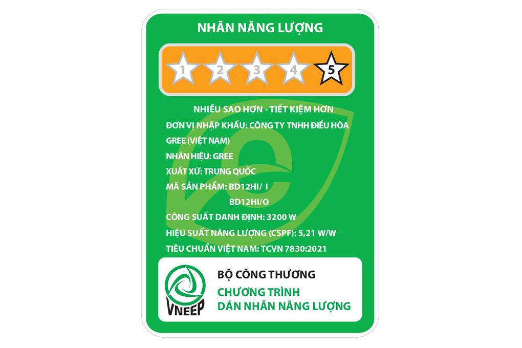 Máy lạnh 2 chiều Gree Inverter 1.5 HP BD12HI Màu Trắng