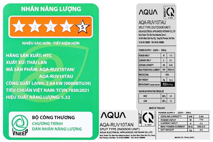 Máy lạnh Aqua Inverter 1 HP AQA-RUV10TA Màu Trắng
