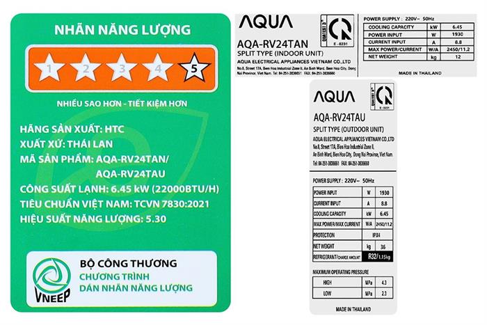 Máy lạnh Aqua Inverter 2.5 HP AQA-RV24TA Màu Trắng