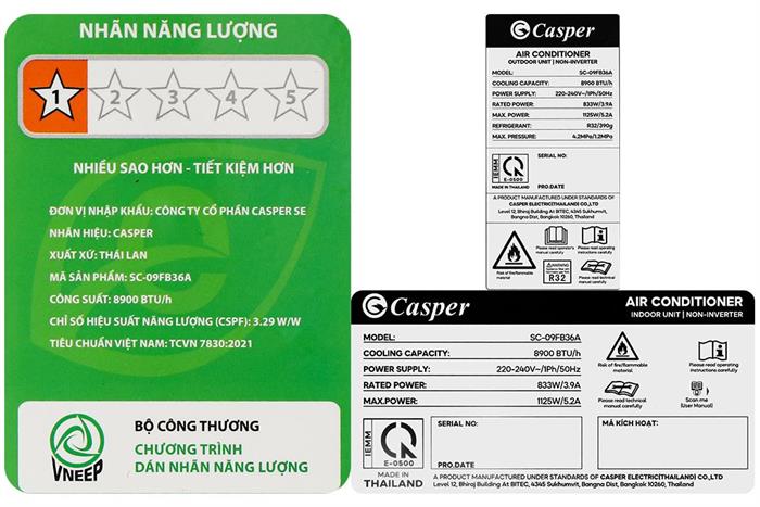 Máy lạnh Casper 1 HP SC-09FB36A Màu Trắng