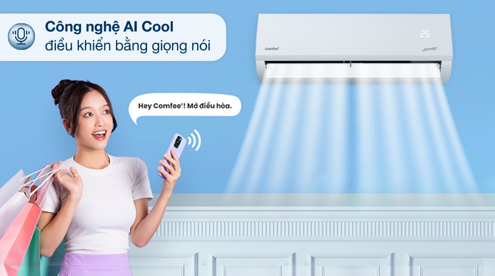 Điều hòa 2 chiều Comfee Inverter 10000 BTU CFS-10VHAFF - Điều khiển bằng giọng nói