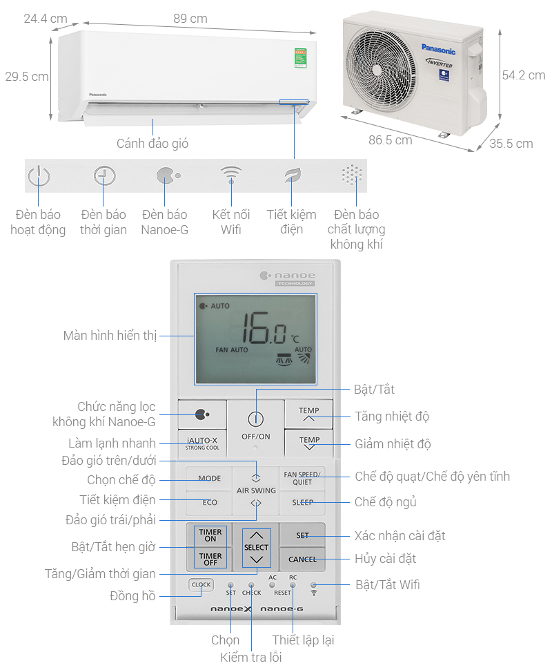 Máy lạnh 2 chiều Panasonic Inverter 1 HP CU/CS-XZ9BKH-8