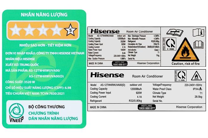 Máy lạnh Hisense Inverter 1.5 HP AS-12TW4RWUVA00 Màu Trắng