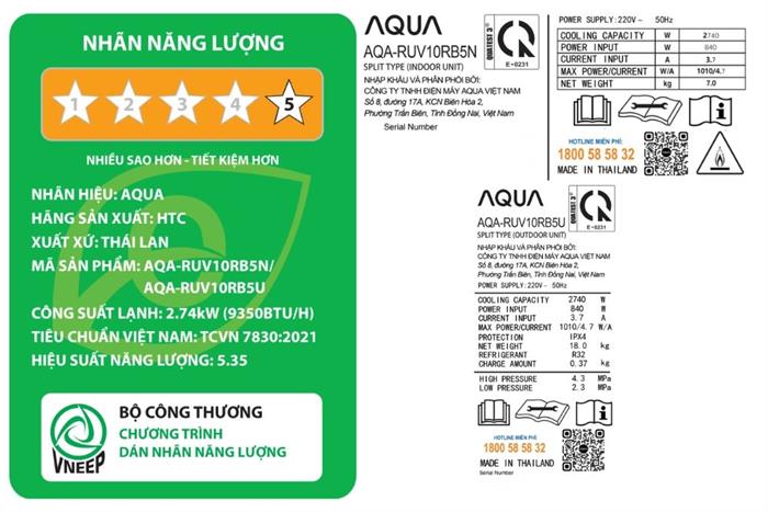 Máy lạnh AQUA Inverter 1 HP AQA-RUV10RB5
