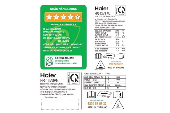 Máy lạnh Haier Inverter 1.5 HP HR-13VSP