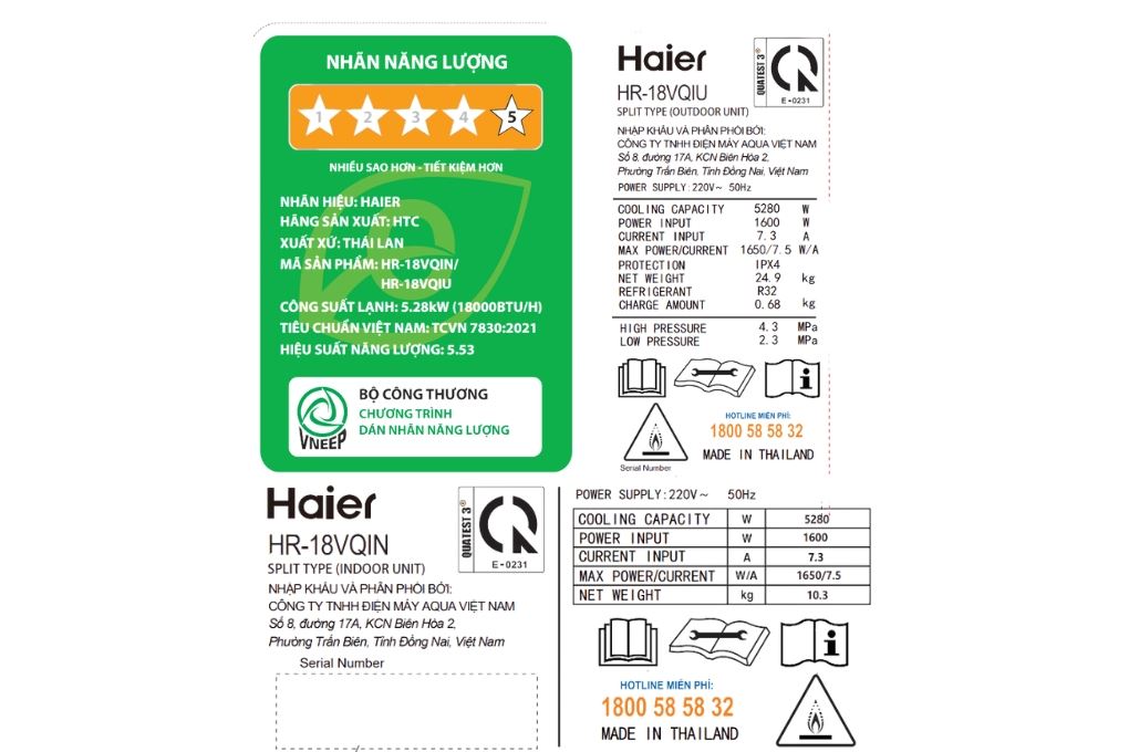 Điều hòa Haier Inverter 18000 BTU HR-18VQI