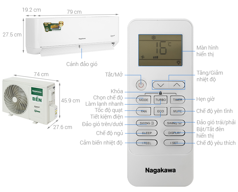 Máy lạnh Nagakawa Inverter 1.5 HP NIS-C12R2T62
