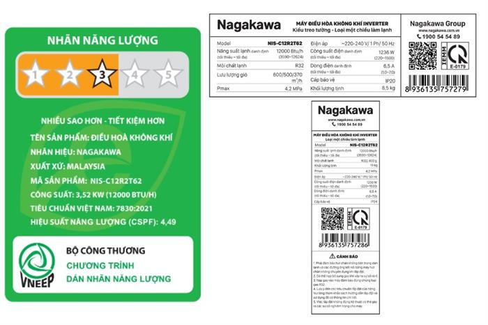 Máy lạnh Nagakawa Inverter 1.5 HP NIS-C12R2T62