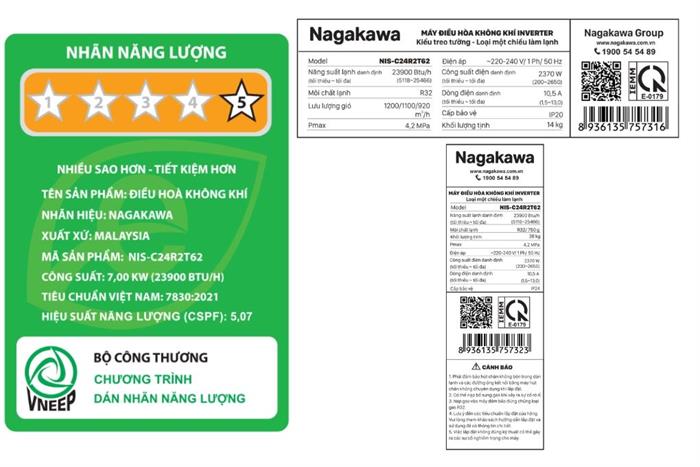 Máy lạnh Nagakawa Inverter 2.5 HP NIS-C24R2T62