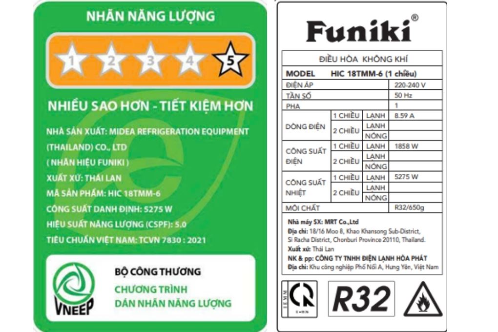 Điều hòa Funiki Inverter 18000 BTU HIC18TMM-6 Màu Trắng