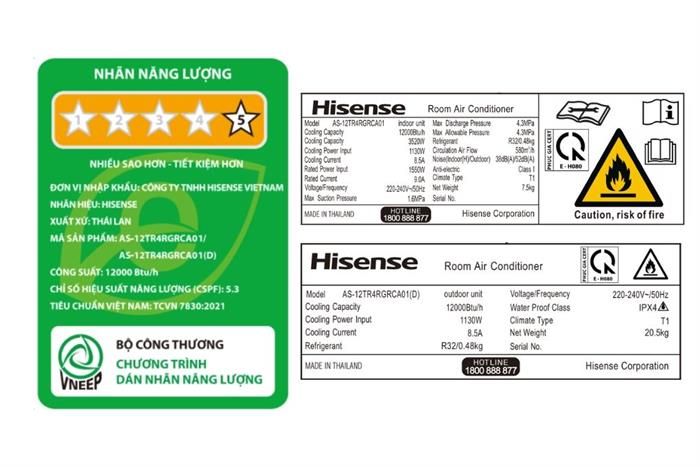 Máy lạnh Hisense Inverter 1.5 HP AS-12TR4RGRCA01 Màu Trắng