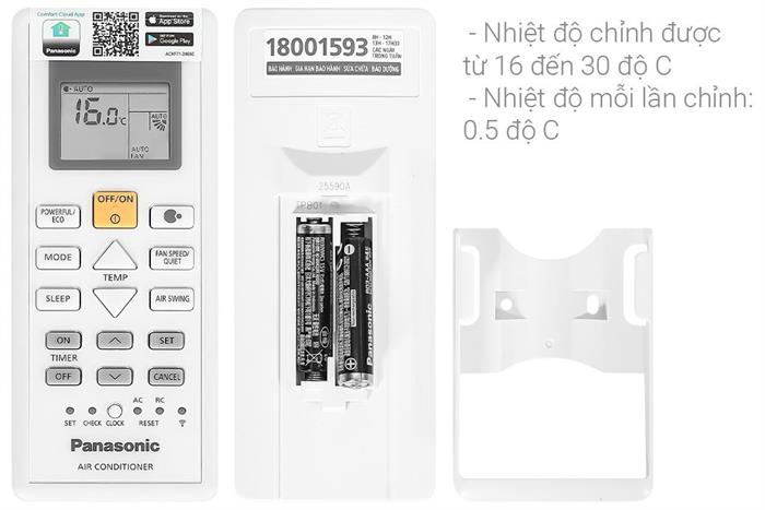 Máy lạnh Panasonic Inverter 1.5 HP CU/CS-PU12CKH-8D Màu Trắng