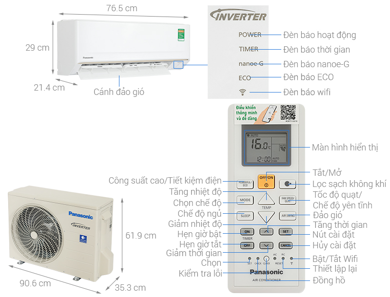 Máy lạnh Panasonic Inverter 2 HP CU/CS-PU18CKH-8D