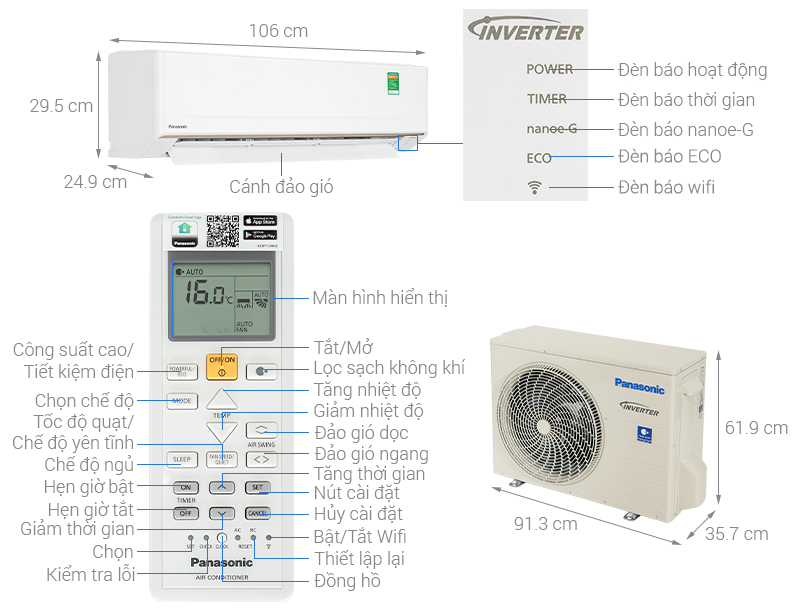 Máy lạnh Panasonic Inverter 2.5 HP CU/CS-PU24CKH-8D