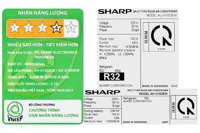 Máy lạnh Sharp Inverter 1 HP AH-X10DEW Màu Trắng