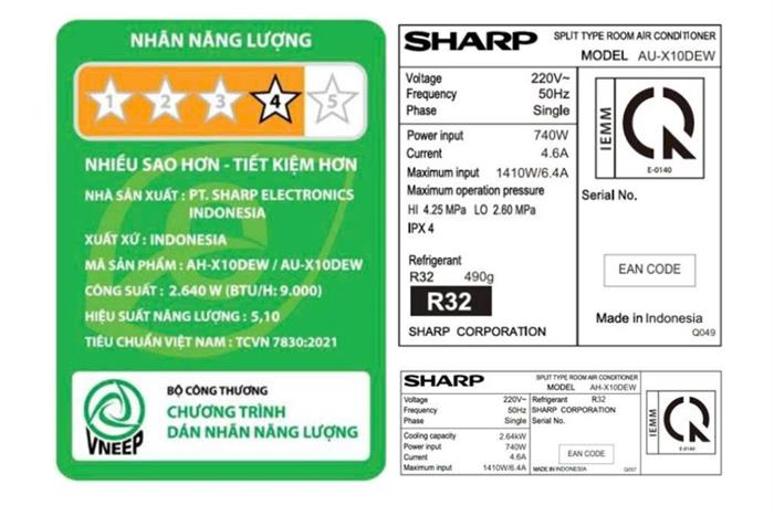 Máy lạnh Sharp Inverter 1 HP AH-X10DEW Màu Trắng