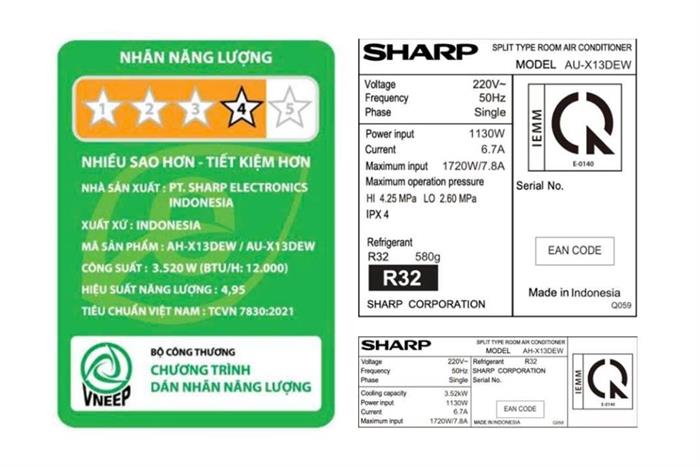 Máy lạnh Sharp Inverter 1.5 HP AH-X13DEW Màu Trắng