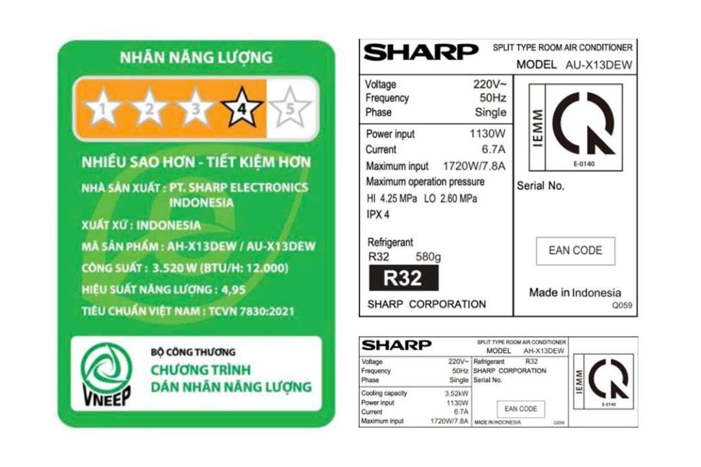 Máy lạnh Sharp Inverter 1.5 HP AH-X13DEW Màu Trắng