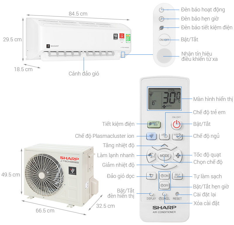 Máy lạnh Sharp Inverter 1 HP AH-XP10DSW