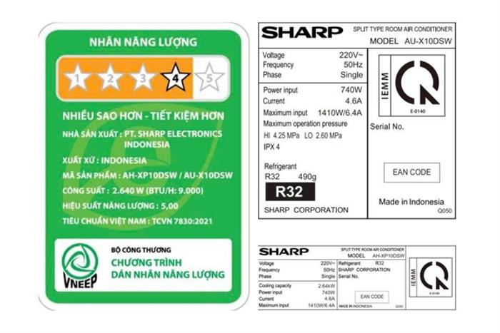 Máy lạnh Sharp Inverter 1 HP AH-XP10DSW Màu Trắng