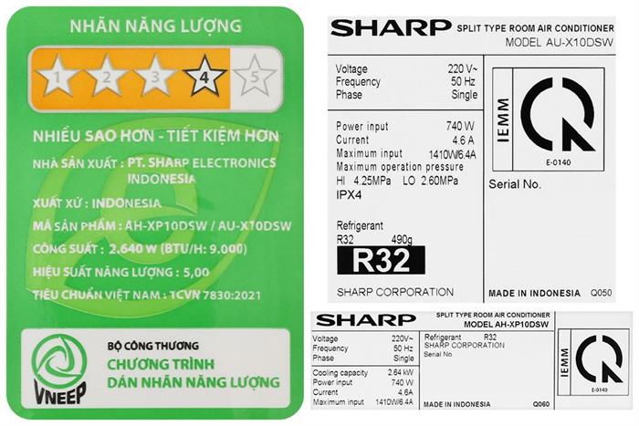 Máy lạnh Sharp Inverter 1 HP AH-XP10DSW Màu Trắng