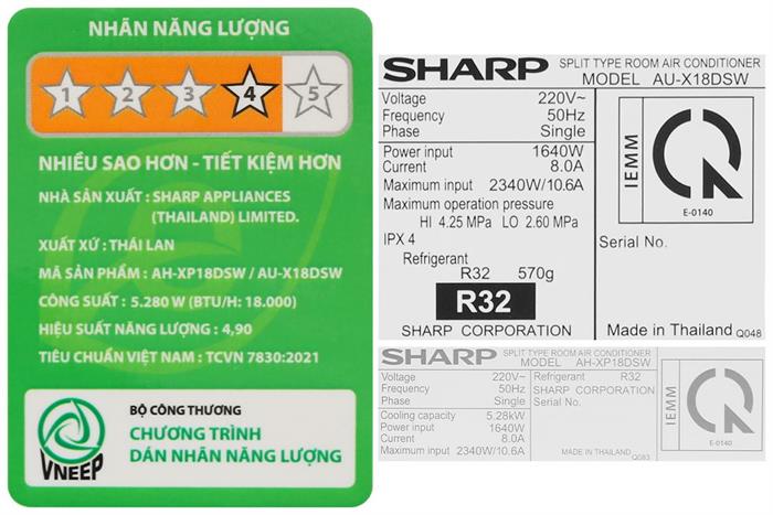 Máy lạnh Sharp Inverter 2 HP AH-XP18DSW Màu Trắng