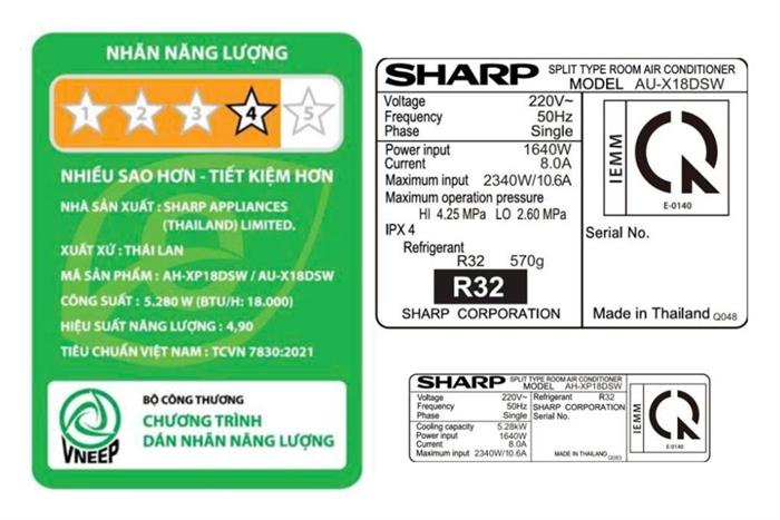 Máy lạnh Sharp Inverter 2 HP AH-XP18DSW Màu Trắng